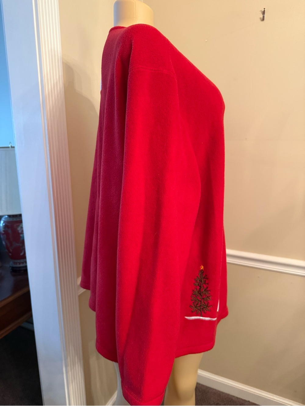 croft & barrow Red Holiday Snowman Button Cardigan - Picture 6 of 7